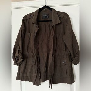 Sanctuary linen blend drawstring lightweight utility jacket